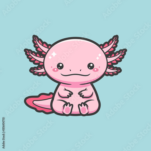 Cute cartoon axolotl character illustration.