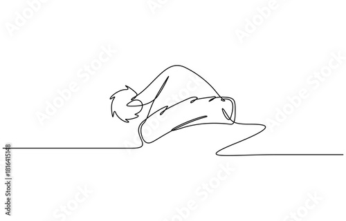 Santa Claus hat Continuous one line drawing Christmas winter hat outline Vector illustration. Christmas winter new year concept.