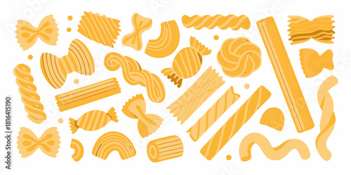 Assorted pasta varieties a flat lay of different types of italian noodles