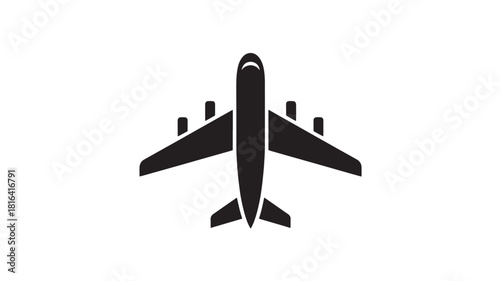 Airplane icon simple flat vector glyph isolated on white background for travel and transportation design