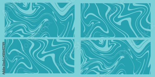 Abstract blue floral wave seamless vector pattern design illustration. Hand drawn marbling illustration technique.  Stone or rock bundle, collection. Set of Marble wavy pattern. Abstract background 