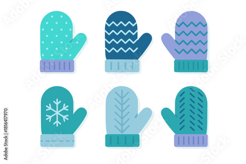 Assortment of colorful knitted mittens featuring various geometric and snowflake designs