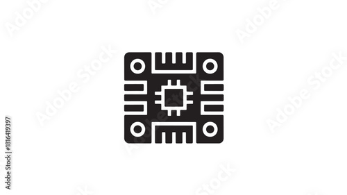 Microchip glyph icon simple flat vector design element isolated on white background for web and mobile apps