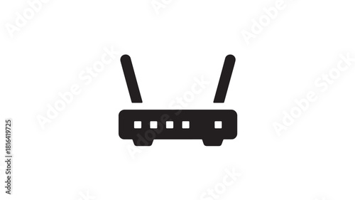 Black router icon simple flat vector design element isolated on white background for web and mobile apps