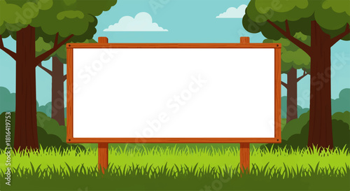 Cartoon blank sign on grass