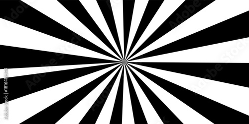 Hypnotic spirals background. Radial optical illusion. Black and white swirl tunnel wallpaper. Horizontal spinning concentric curves.