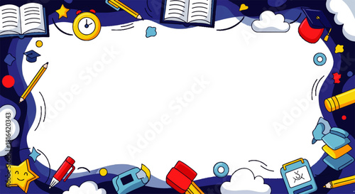 Educational Supplies Background with a White Copy Space