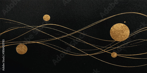 Dark blue abstract vector fractal wave pattern with moon illustration for wallpaper design