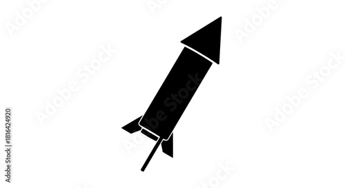 Black silhouette of a rocket launching upwards