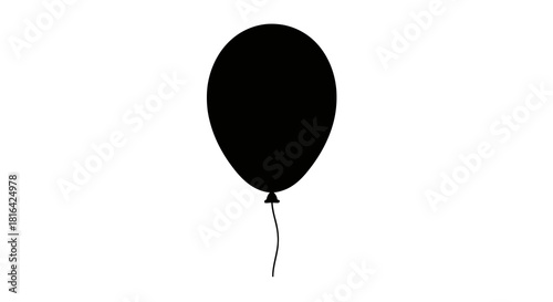 Simple black balloon silhouette on white background