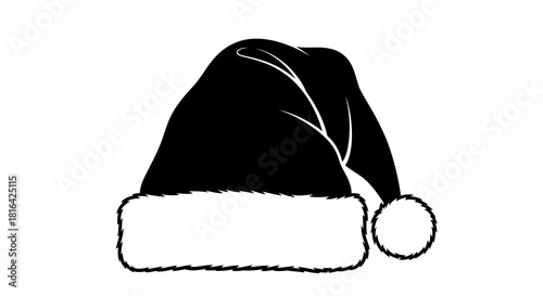 Black silhouette of a classic santa claus hat