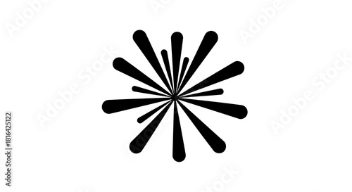 Abstract black starburst bursting shape on white background