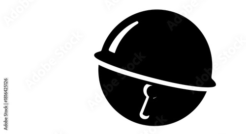 Black hard hat icon with chin strap