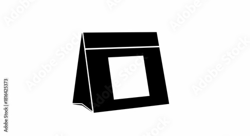 Black and white icon of a stand up display card