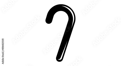 Simple black candy cane silhouette on a white background