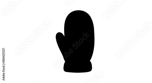 Simple black silhouette of a mitten