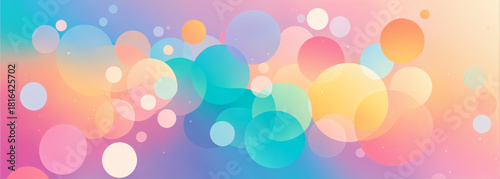 soft pastel gradient background with floating colorful circles and white outlines