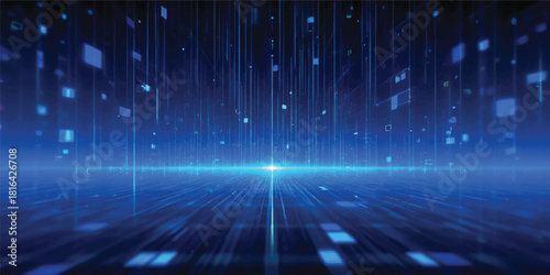 Abstract blue background with glowing digital wave line design pattern