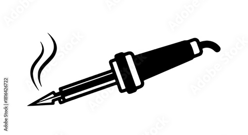 Precision soldering iron with smoke, essential tool for electronics repair work