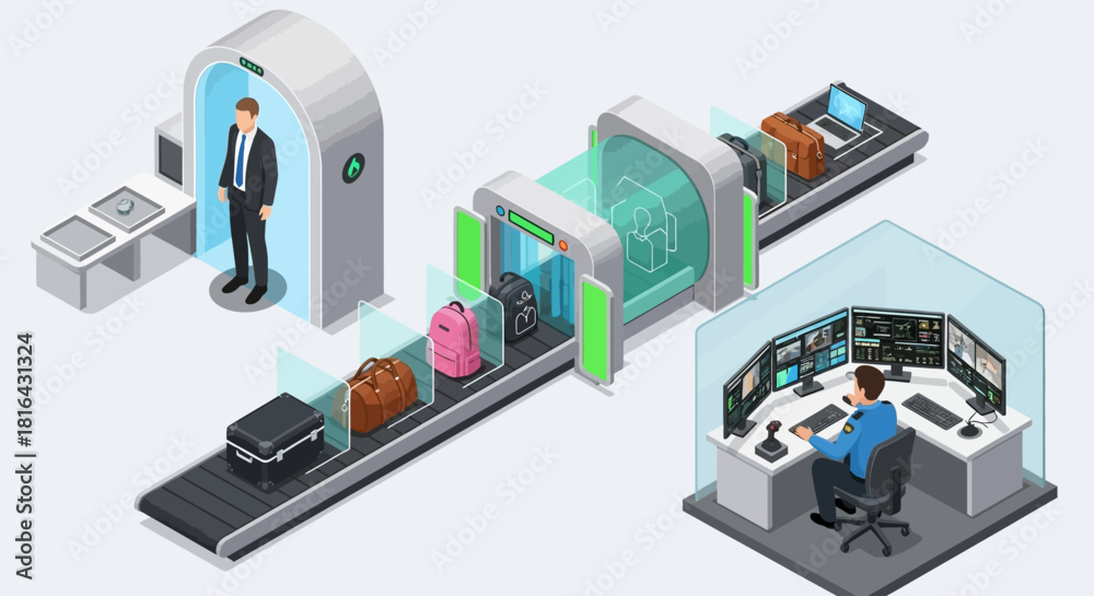 Obraz premium Airport Security Scanner and Luggage Inspection System.