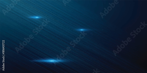 Blue abstract motion design featuring glowing stars on a dark space backdrop with light rays and subtle lens flare