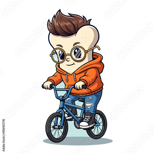 Bone_Mascot_Riding_BMX_Bicycle_Orange_Hoodie_Cartoon_Vector