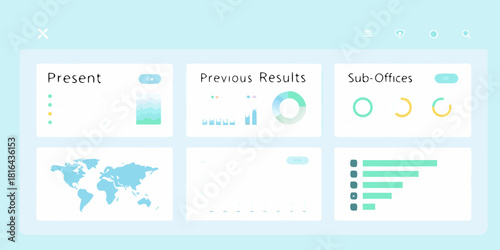 Clean and modern dashboard ui design with data visualization elements