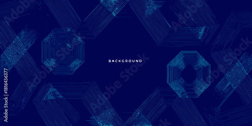 Abstract dark blue background with geometric shapes and lines