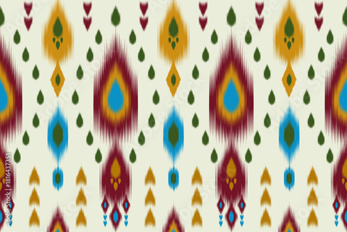 Uzbekistan ikat pattern. Uzbekistan ikat abstract ethnic design. Uzbekistan pattern design for background, wallpaper, textile, art, clothing, wrapping paper, Uzbek style, Uzbek fabric