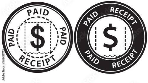 Dollar receipt seal emblem _ official payment confirmation mark for billing, verification and transaction proof