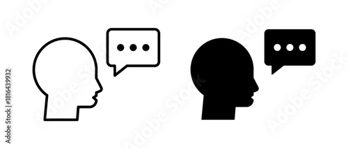 Voice and Speaking Icons Set. Outline People Communication, Speech Bubble Symbol