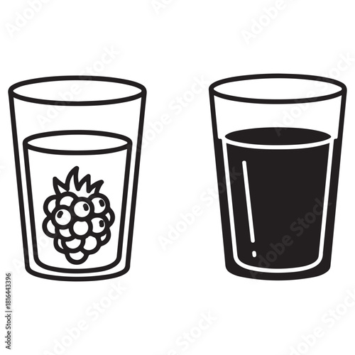 Raspberry Juice Drink Concept in Two Glasses Illustration