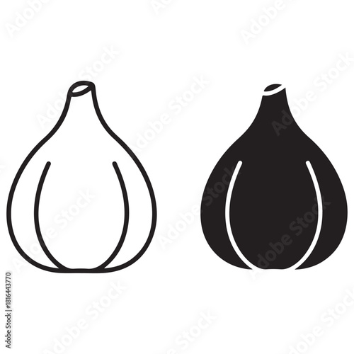 Minimalist Fig Icons in Outline and Silhouette Styles