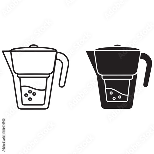 Water Filter Pitcher Icon Set for Healthy Drinking Water