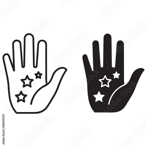 Open Hand with Stars Graphic Illustration