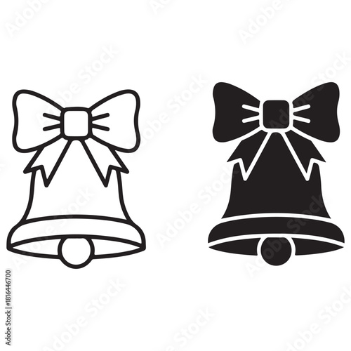 Christmas Bells Outline and Solid Icon Set