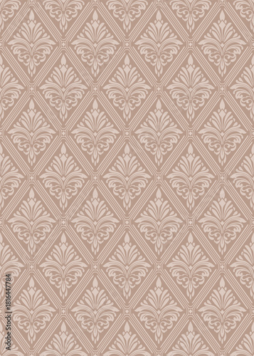 Beige damask pattern vector in a seamless classic style, an elegant damask pattern vector for luxury decorative design, perfect refined damask pattern vector for textiles and wallpapers