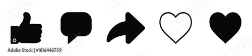 Social media icons like thumb up comment share heart vector EPS icon