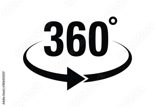 360 Degree View Icon - Panoramic, Rotation & Full Perspective Symbol