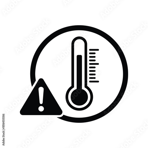High Temperature Warning Icon - Overheating, Danger & Climate Alert