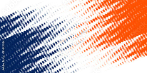 Dots halftone orange and blue color pattern gradient grunge texture background. Dots pop art comics sport style vector illustration halftone. modern