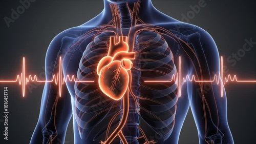 Human Body Scan Animated Heartbeat Cardiological Display 3D Render