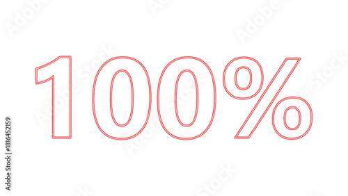 100 Percent Vector Outline Graphic, Achievement and Guarantee Concept with Pink Text on White Background