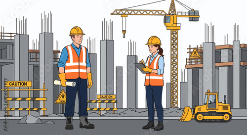 Civil Engineers Inspecting New Building Development Site