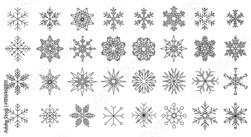 Delicate Snowflake Icons Elegant Winter Season Ornament Collection