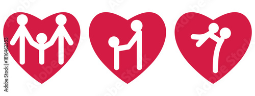 Icons, Badges for Children's, Mothers, Family Days. Vector cliparts isolated on white.