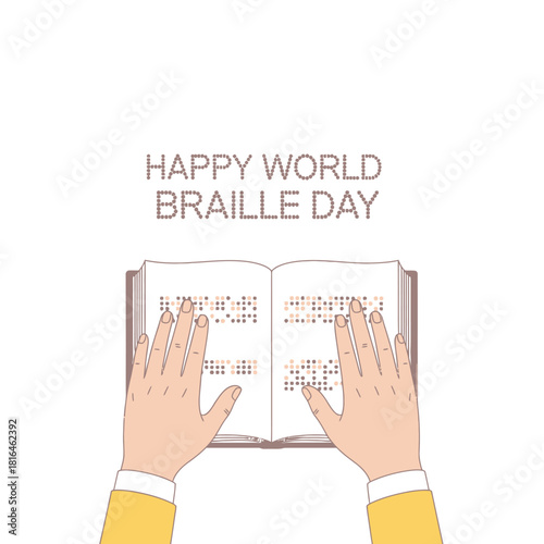 Hands reading braille on world braille day, promoting literacy for the visually impaired.