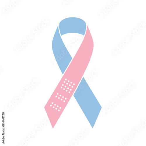 Infant loss awareness ribbon in pink and blue for pregnancy and infant loss remembrance.