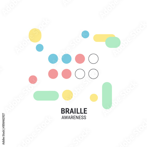Visually impaired concept with braille awareness design, symbol of inclusion and support.