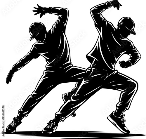 Dynamic hip-hop duo performing street dance
